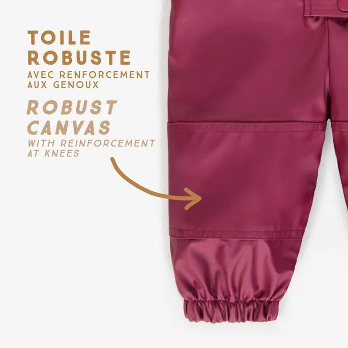 Salopette de pluie rose en polyuréthane, bébé || Pink polyurethane rain overalls, baby