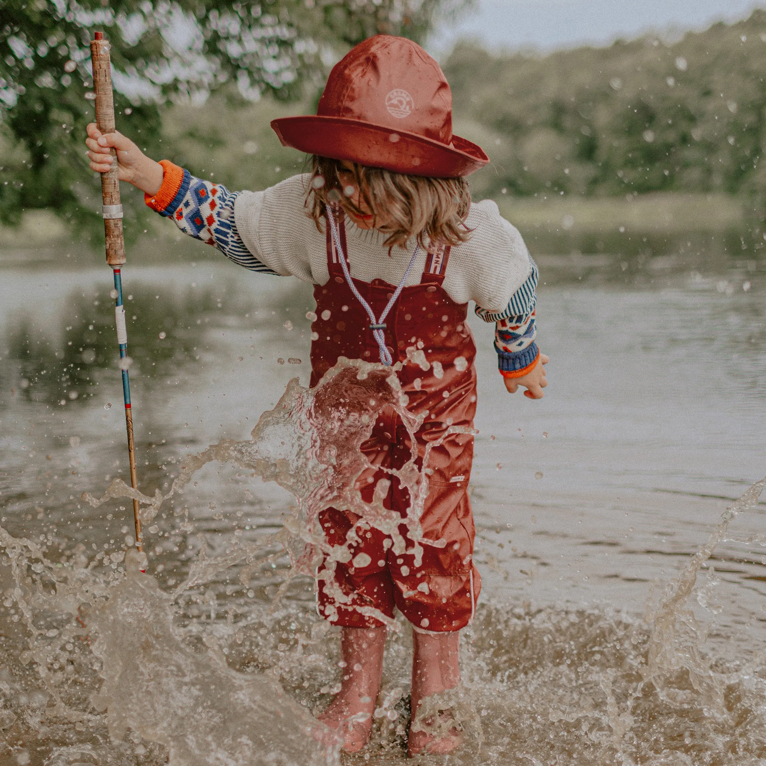 Salopette de pluie rouille en polyuréthane, enfant || Rust rain overalls in polyurethane, child