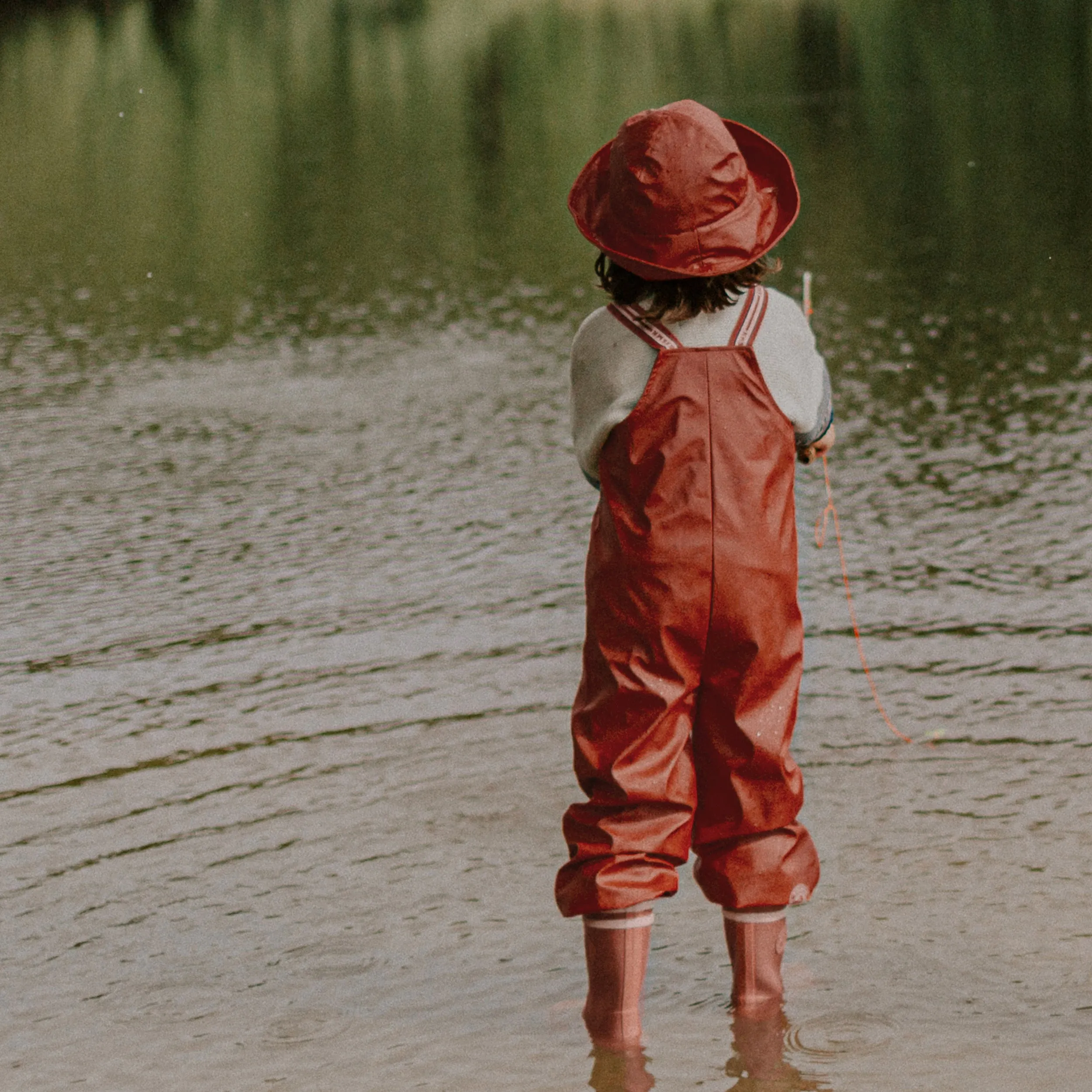 Salopette de pluie rouille en polyuréthane, enfant || Rust rain overalls in polyurethane, child