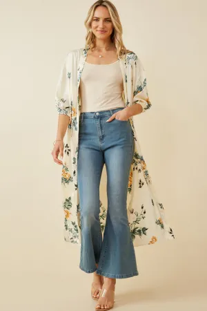 Satin Floral Open Duster