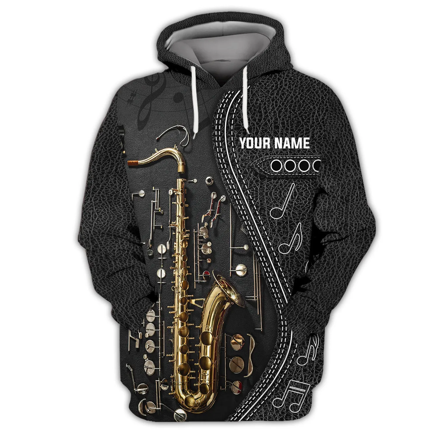 Saxophone Jazz Personalized Name 3D Zipper Hoodie, Saxophone 3D Hoodie Tshirt 01