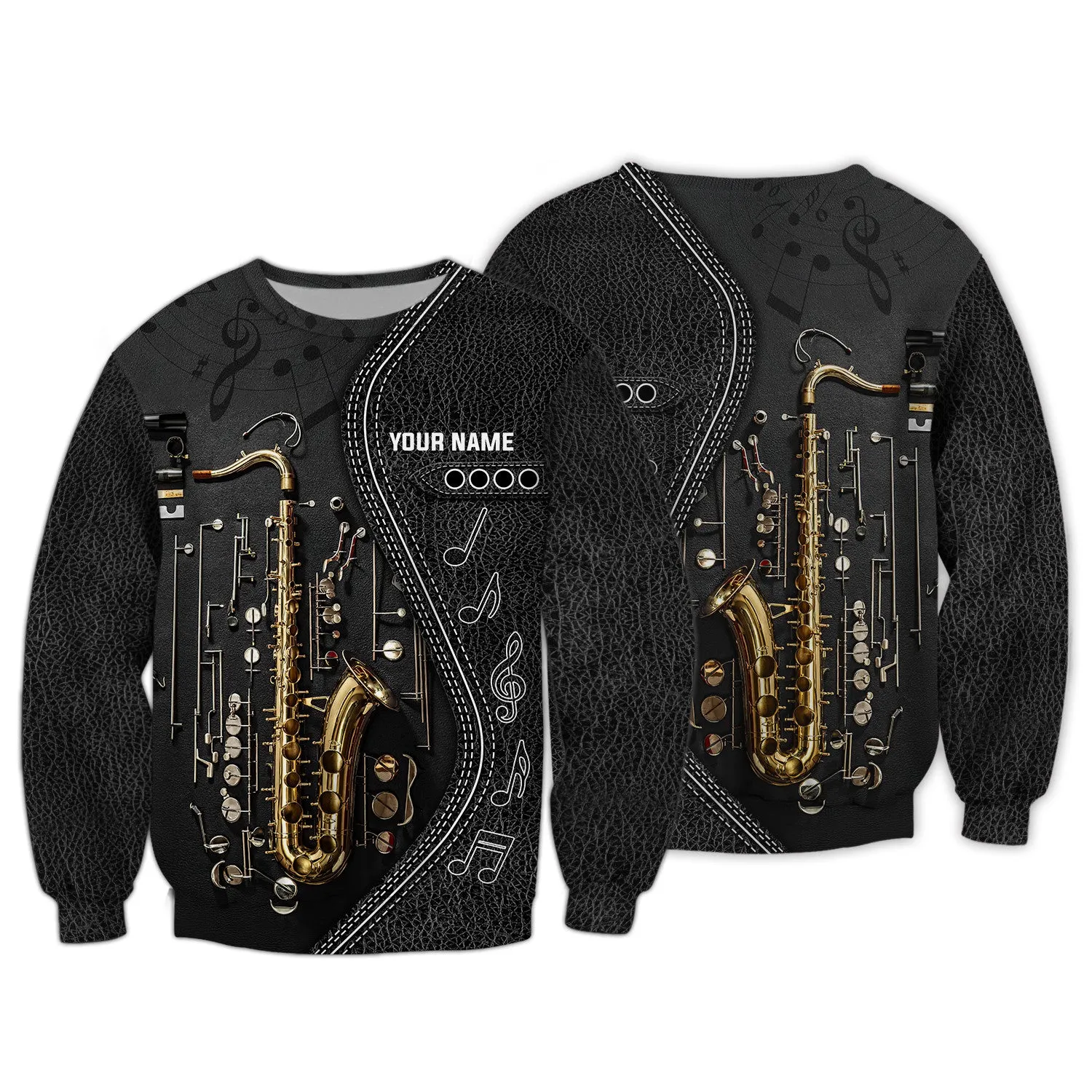 Saxophone Jazz Personalized Name 3D Zipper Hoodie, Saxophone 3D Hoodie Tshirt 01