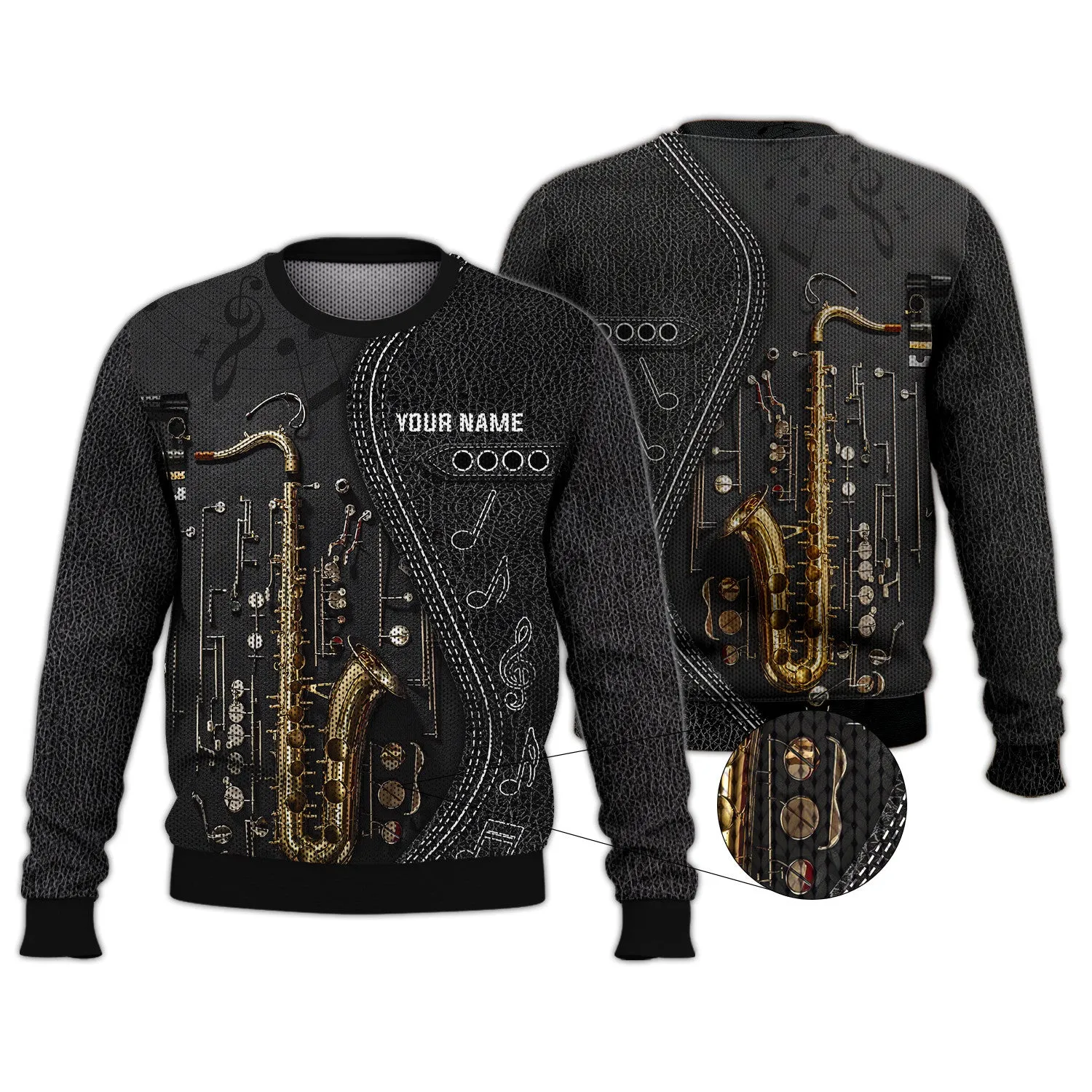 Saxophone Jazz Personalized Name 3D Zipper Hoodie, Saxophone 3D Hoodie Tshirt 01