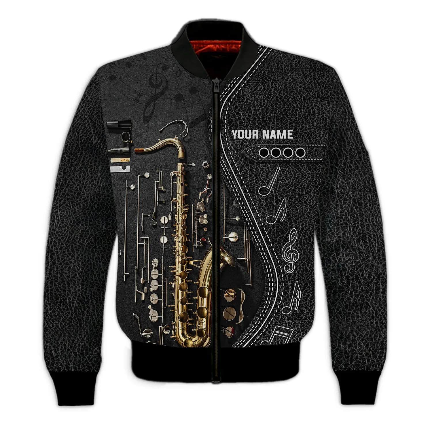 Saxophone Jazz Personalized Name 3D Zipper Hoodie, Saxophone 3D Hoodie Tshirt 01
