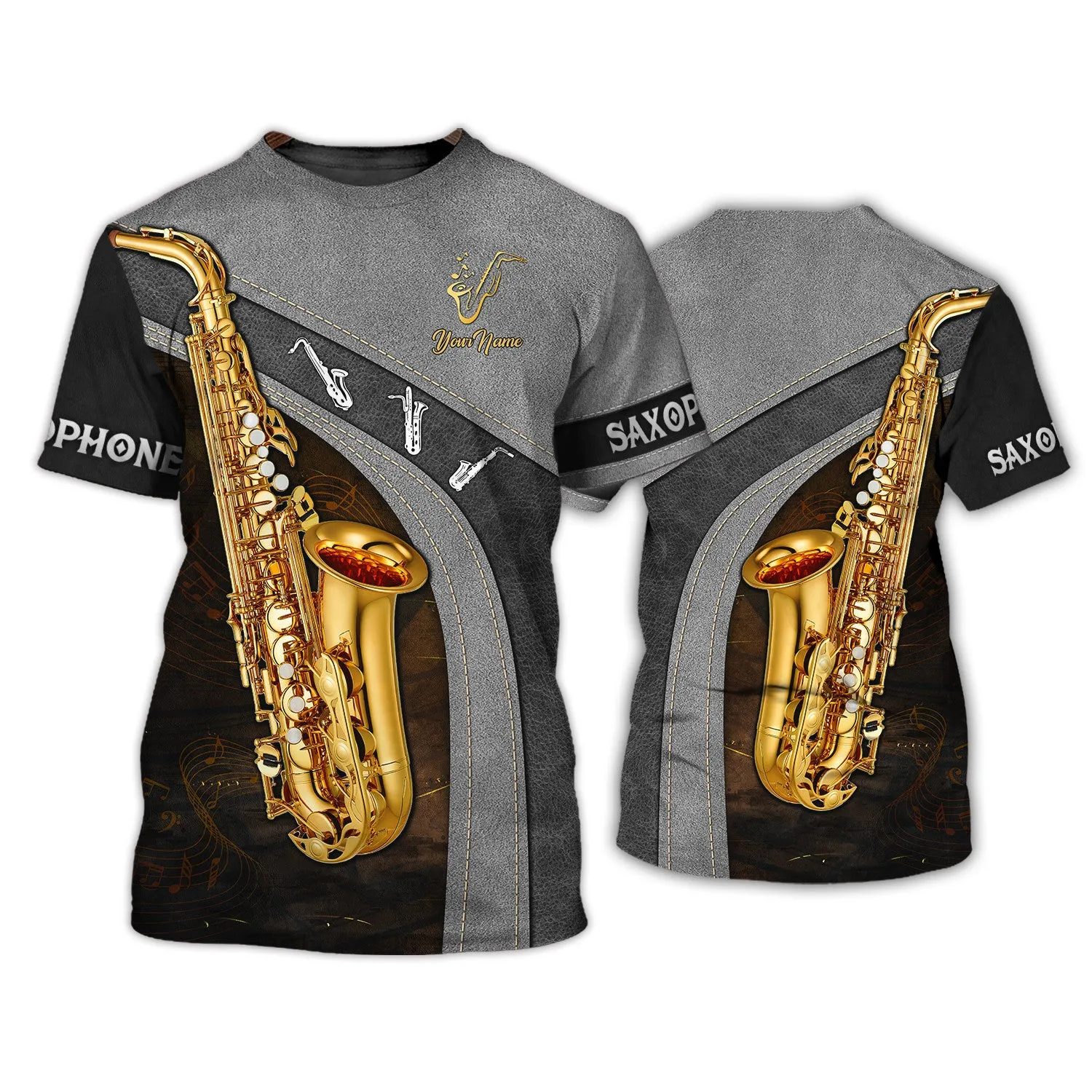 Saxophone Jazz Personalized Name 3D Zipper Hoodie, Saxophone 3D Hoodie Tshirt