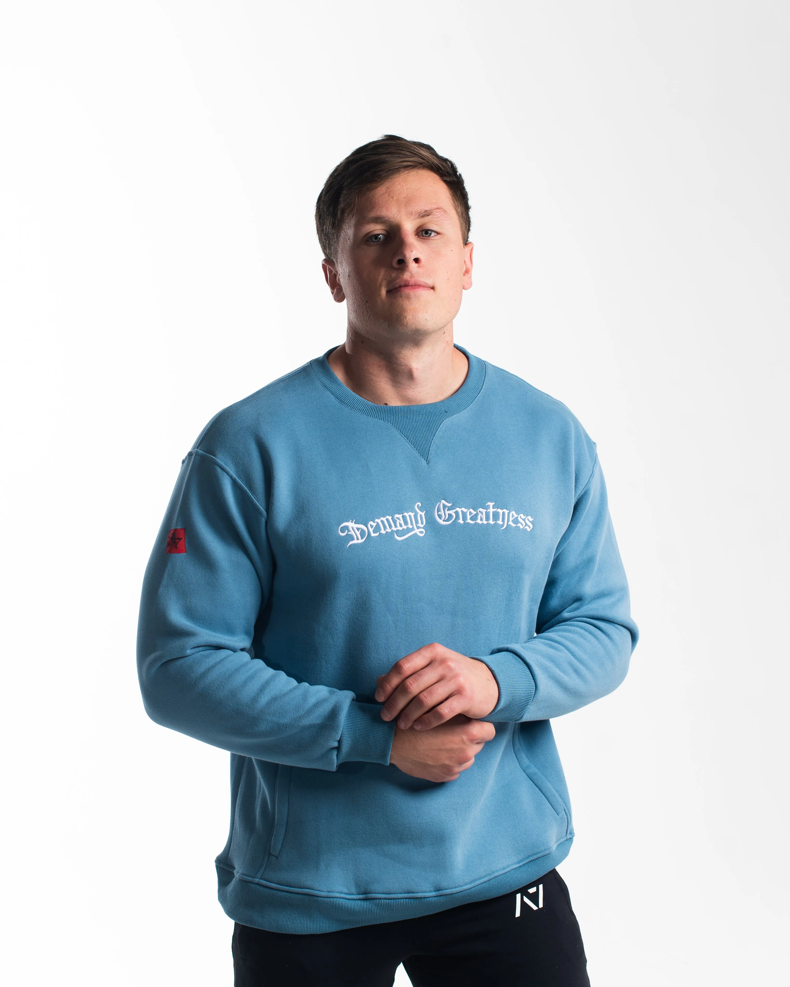 Script Oversized Non Bar Grip Crew - Slate Blue