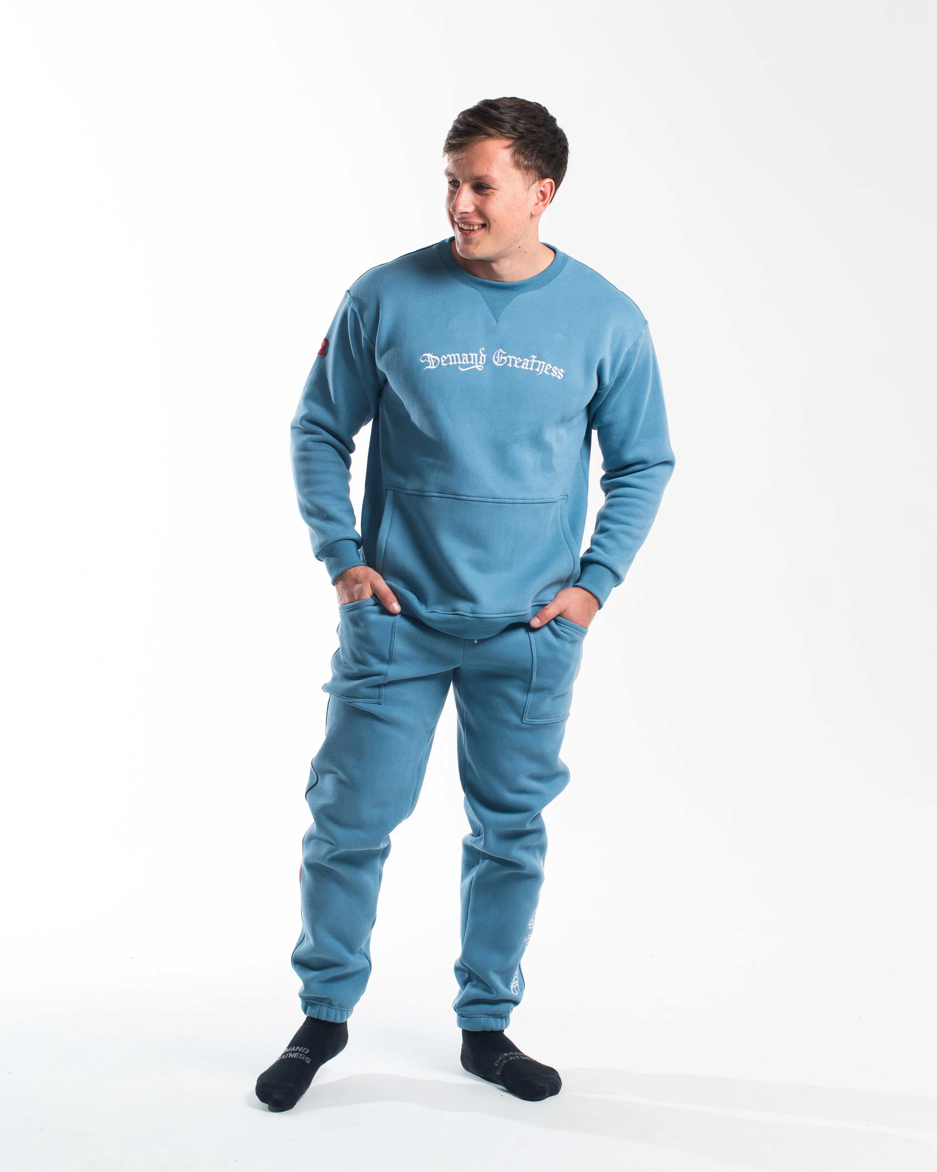 Script Oversized Non Bar Grip Crew - Slate Blue