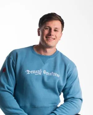 Script Oversized Non Bar Grip Crew - Slate Blue