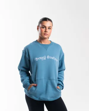 Script Oversized Non Bar Grip Crew - Slate Blue
