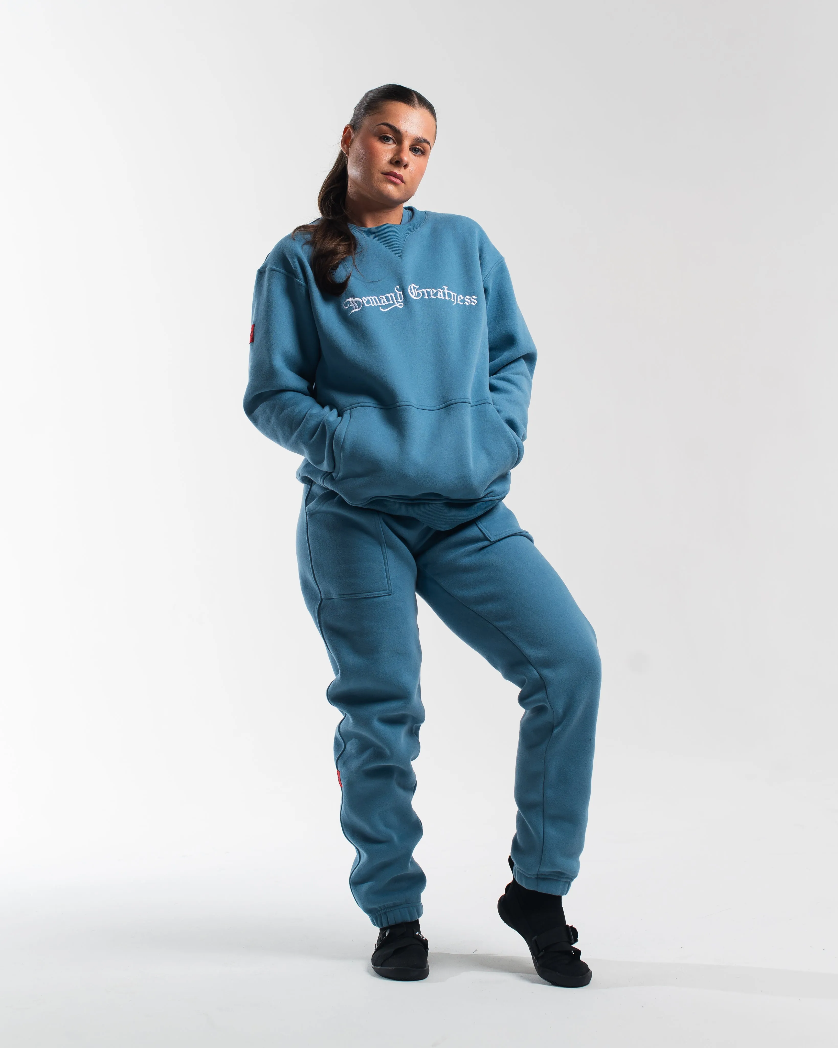 Script Oversized Non Bar Grip Crew - Slate Blue