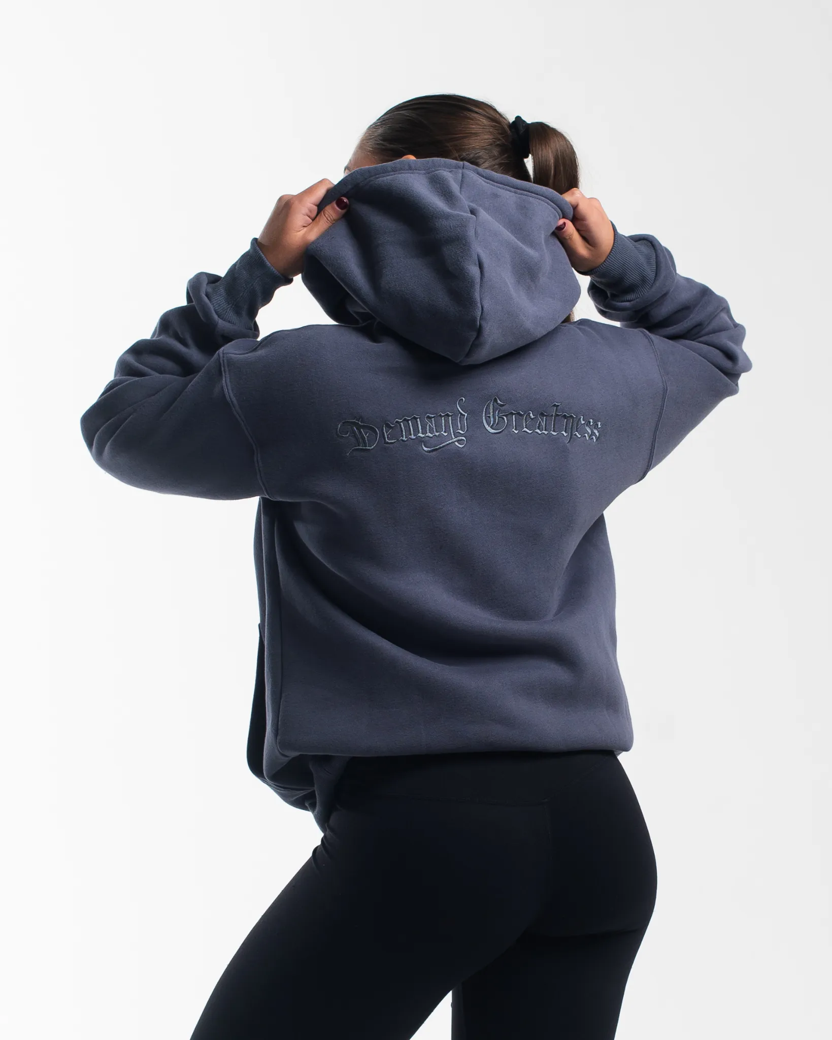 Script Oversized Non Bar Grip Hoodie - Foggy Navy