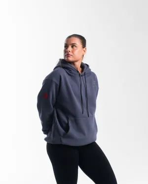 Script Oversized Non Bar Grip Hoodie - Foggy Navy