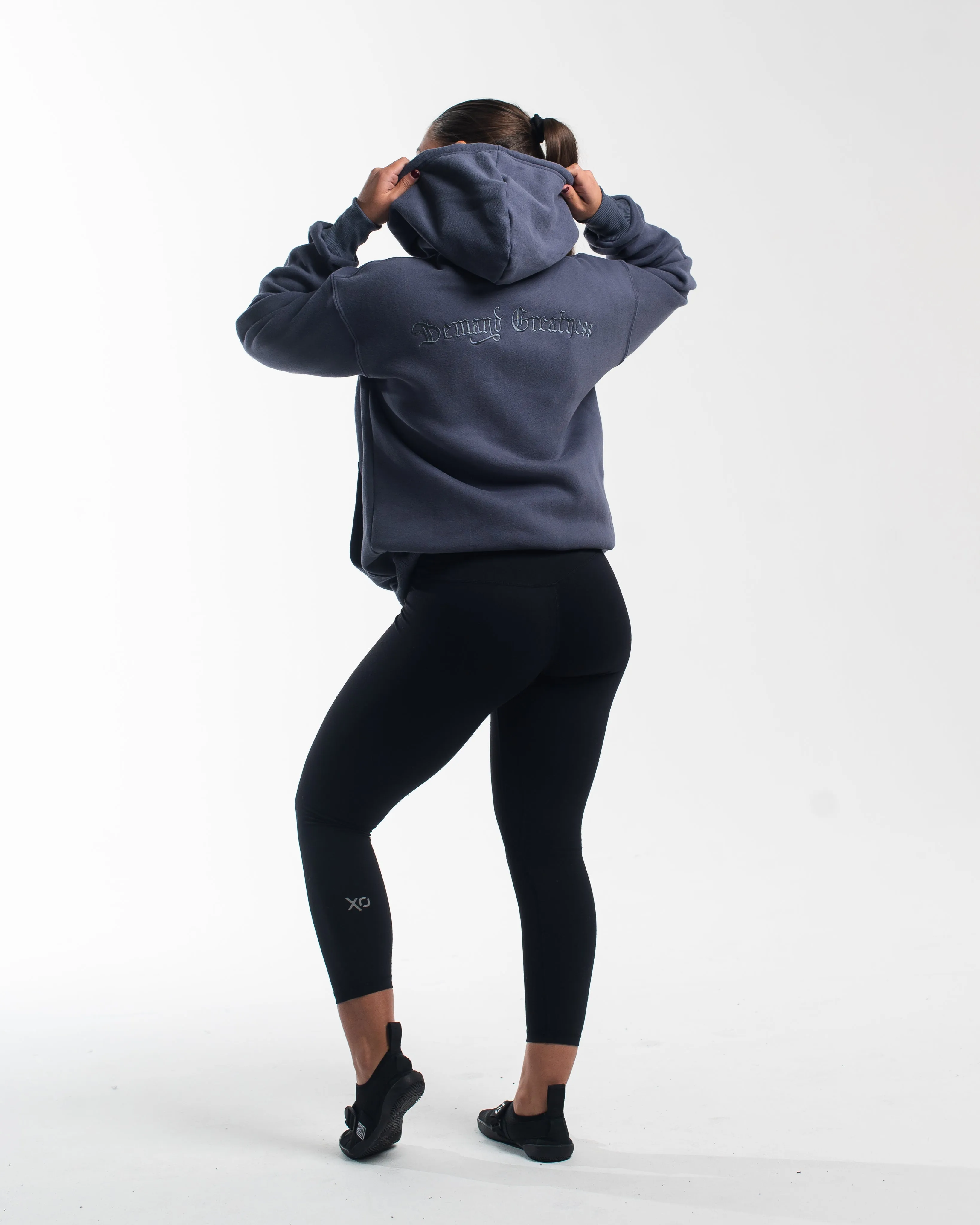 Script Oversized Non Bar Grip Hoodie - Foggy Navy