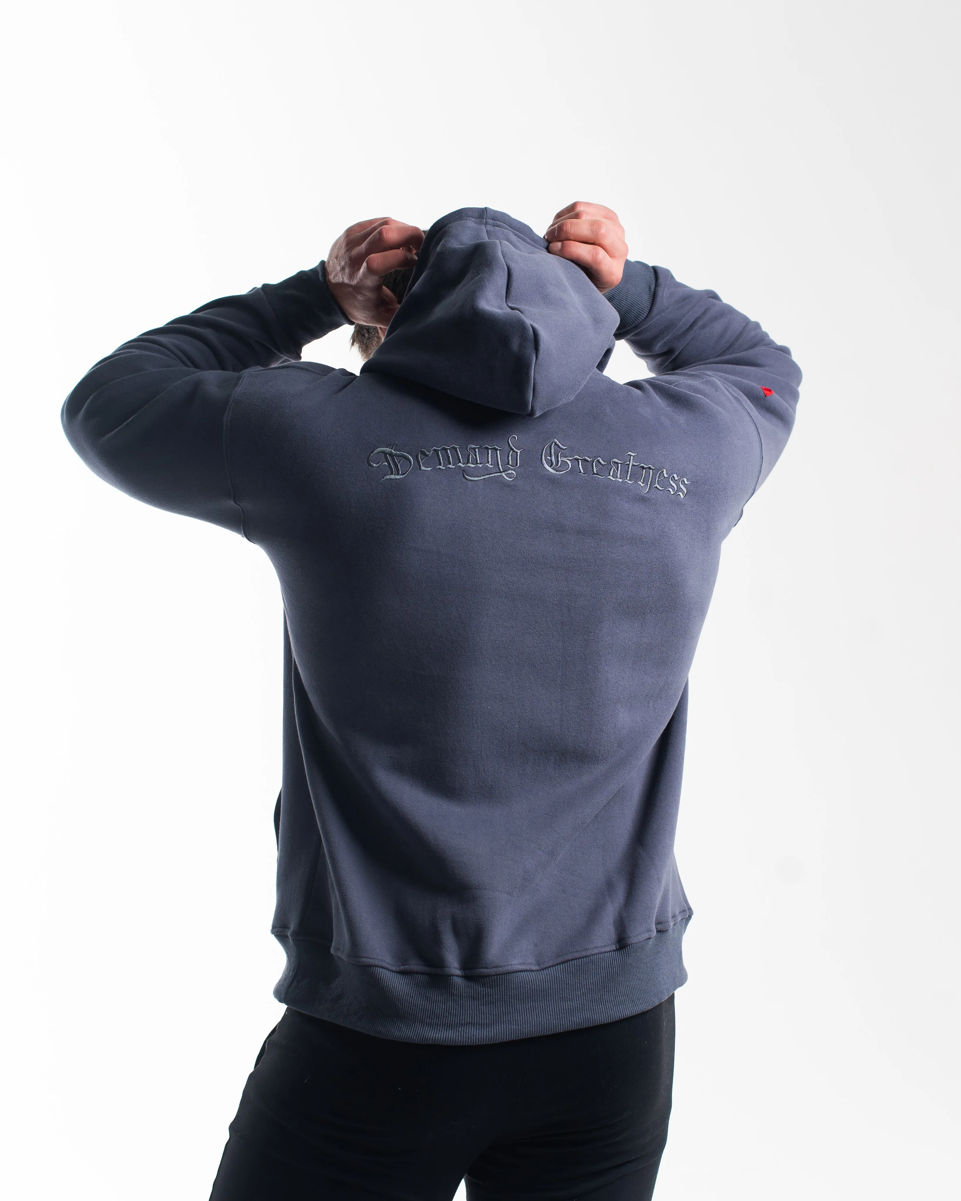 Script Oversized Non Bar Grip Hoodie - Foggy Navy