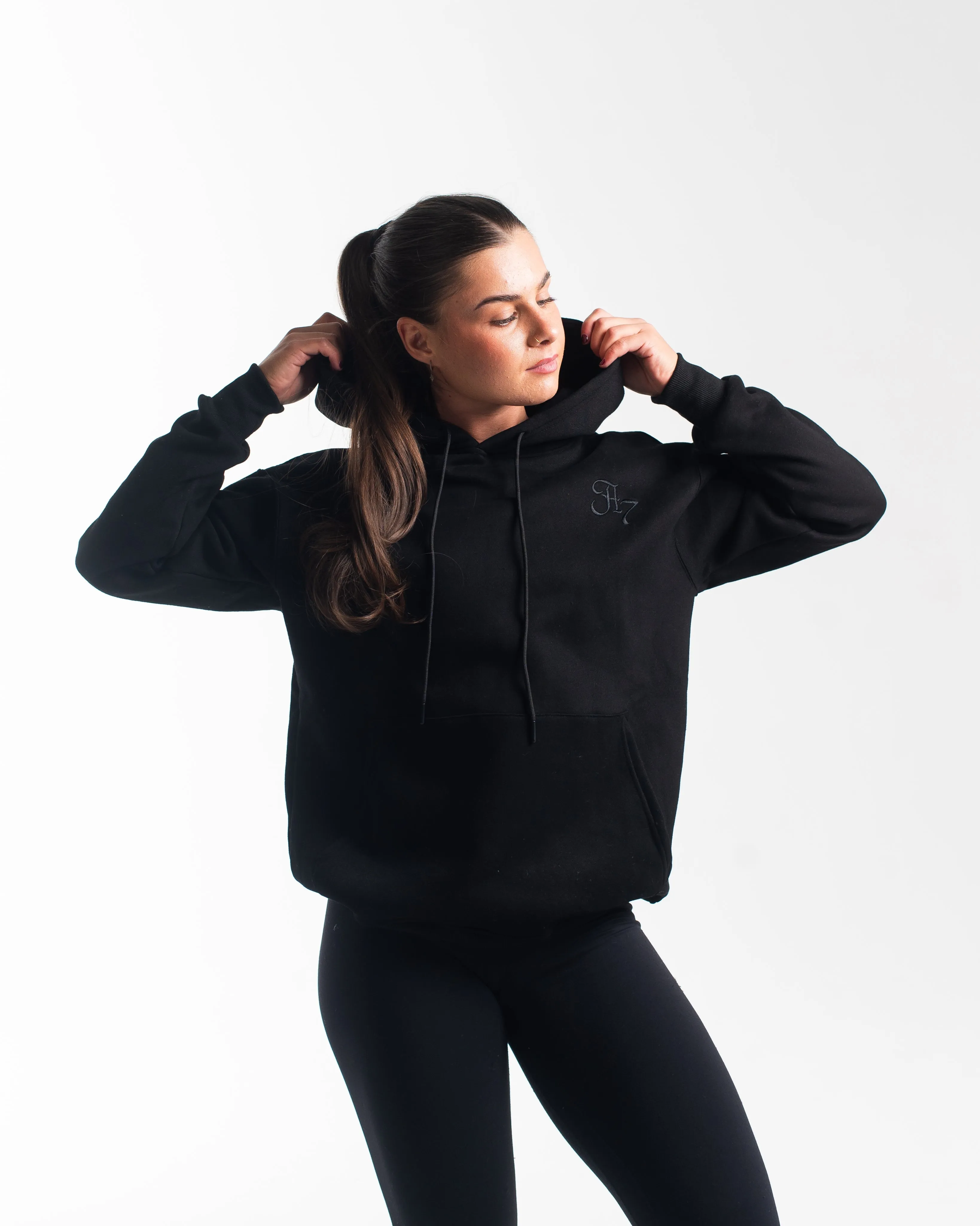 Script Oversized Non Bar Grip Hoodie - Stealth