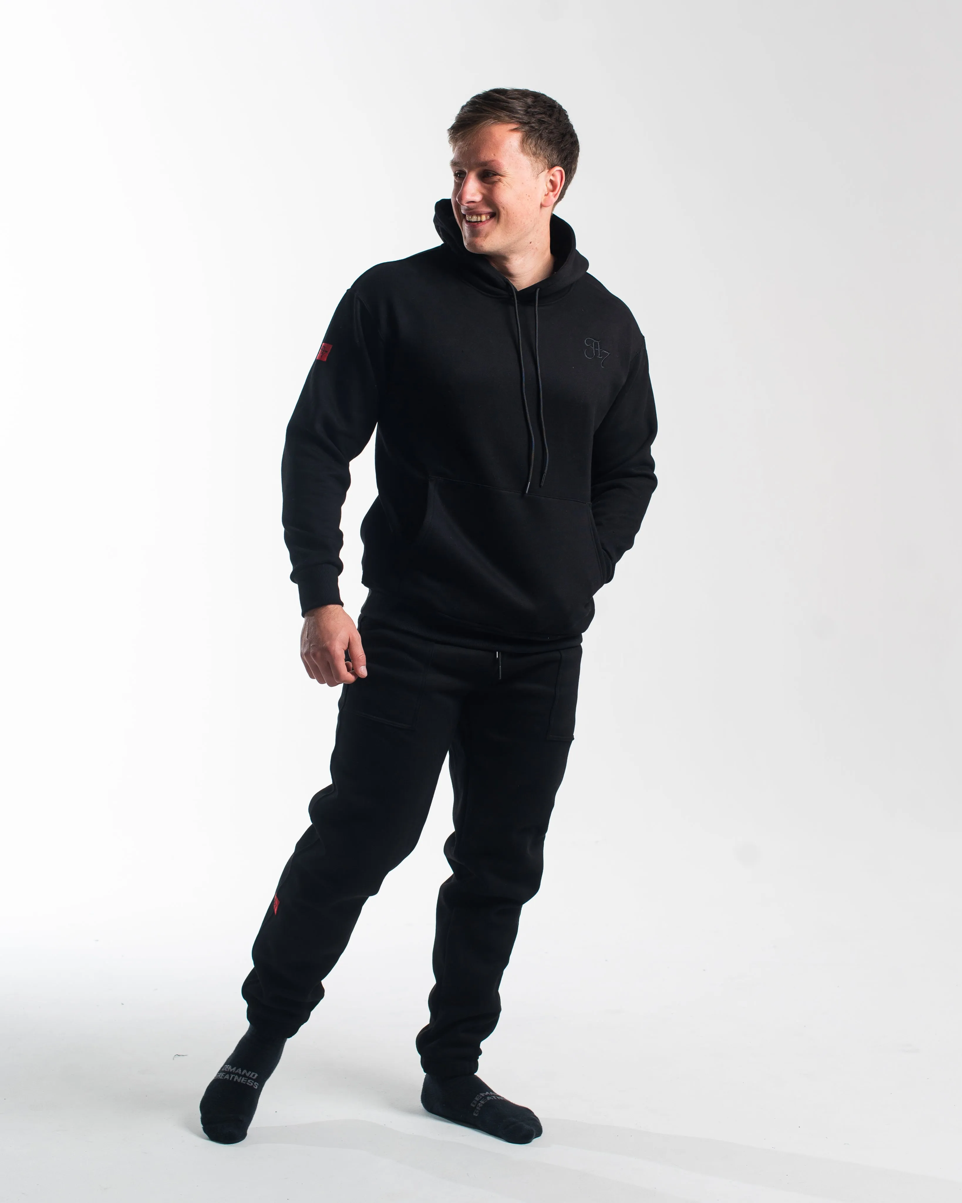 Script Oversized Non Bar Grip Hoodie - Stealth