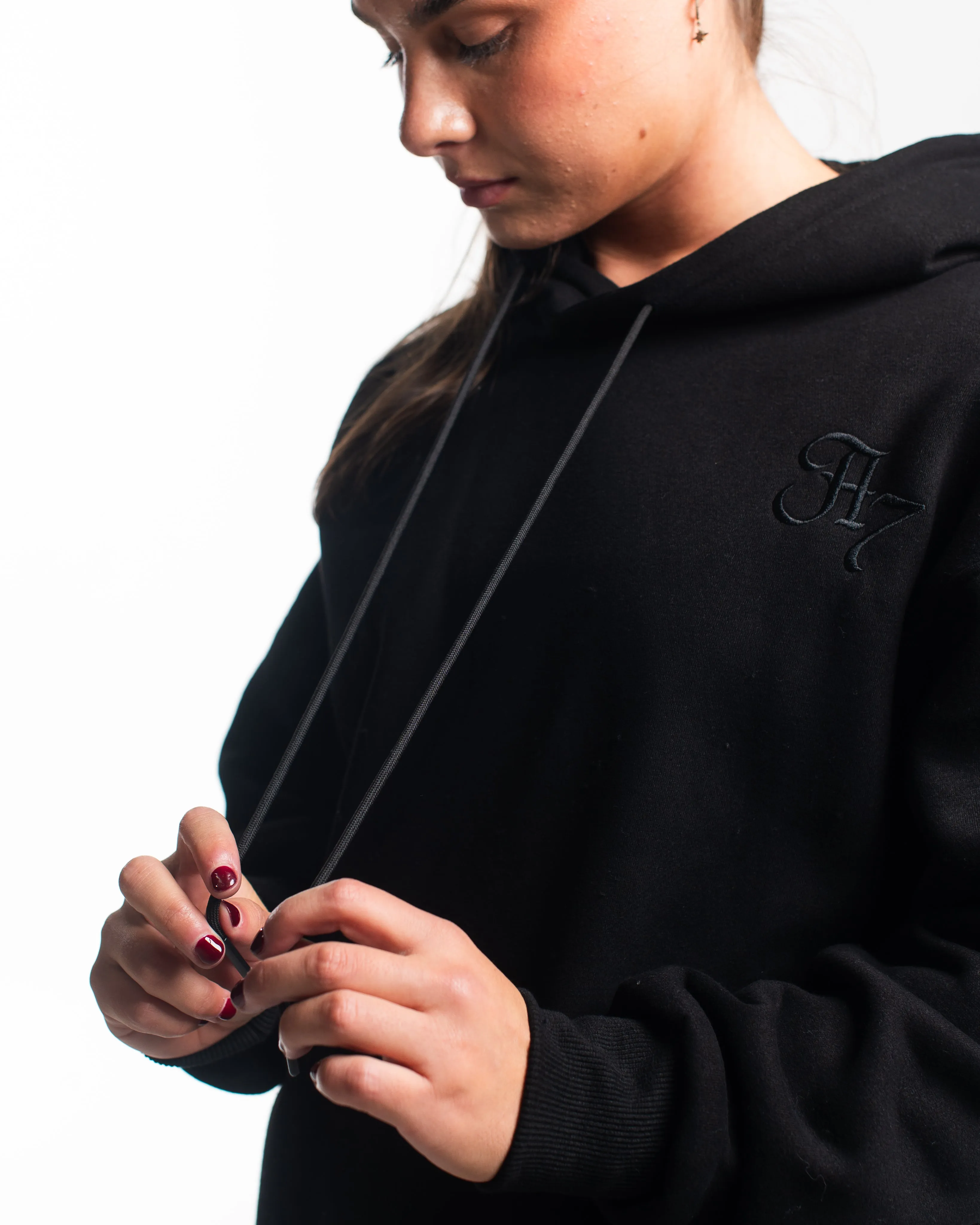 Script Oversized Non Bar Grip Hoodie - Stealth