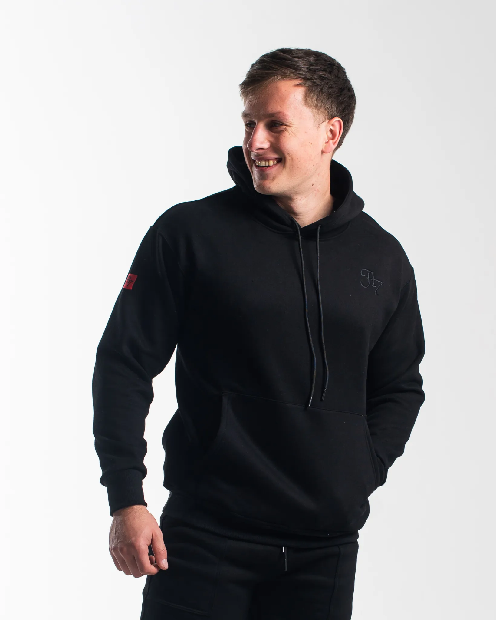Script Oversized Non Bar Grip Hoodie - Stealth
