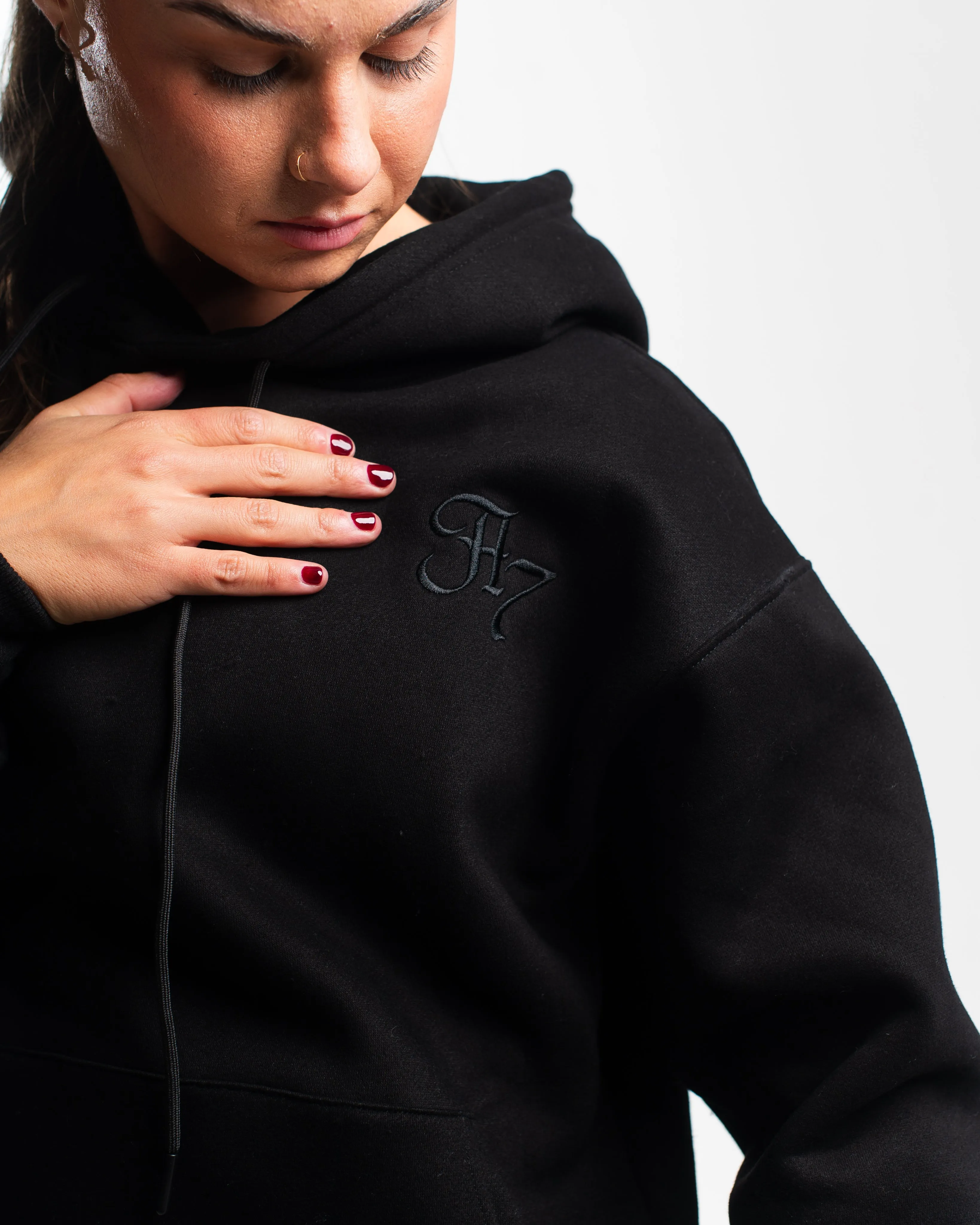 Script Oversized Non Bar Grip Hoodie - Stealth