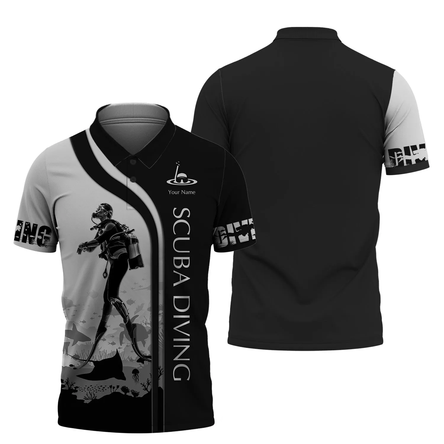 Scuba Diving Tee Shirt Custom Scuba Diver Shirts Diving 3D Shirt B&W