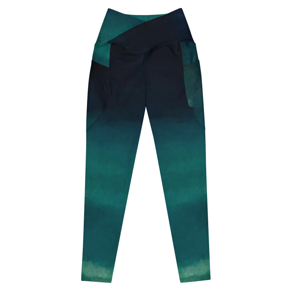 Sea Green Crossover leggings with pockets
