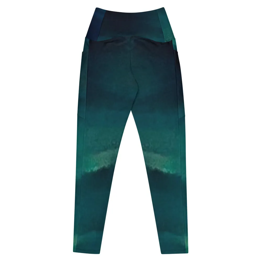Sea Green Crossover leggings with pockets