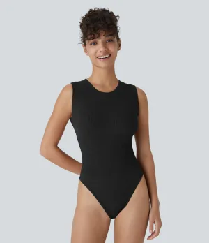 Seamless Flow Snap Button Bodysuit | Round Neck & Sleeveless