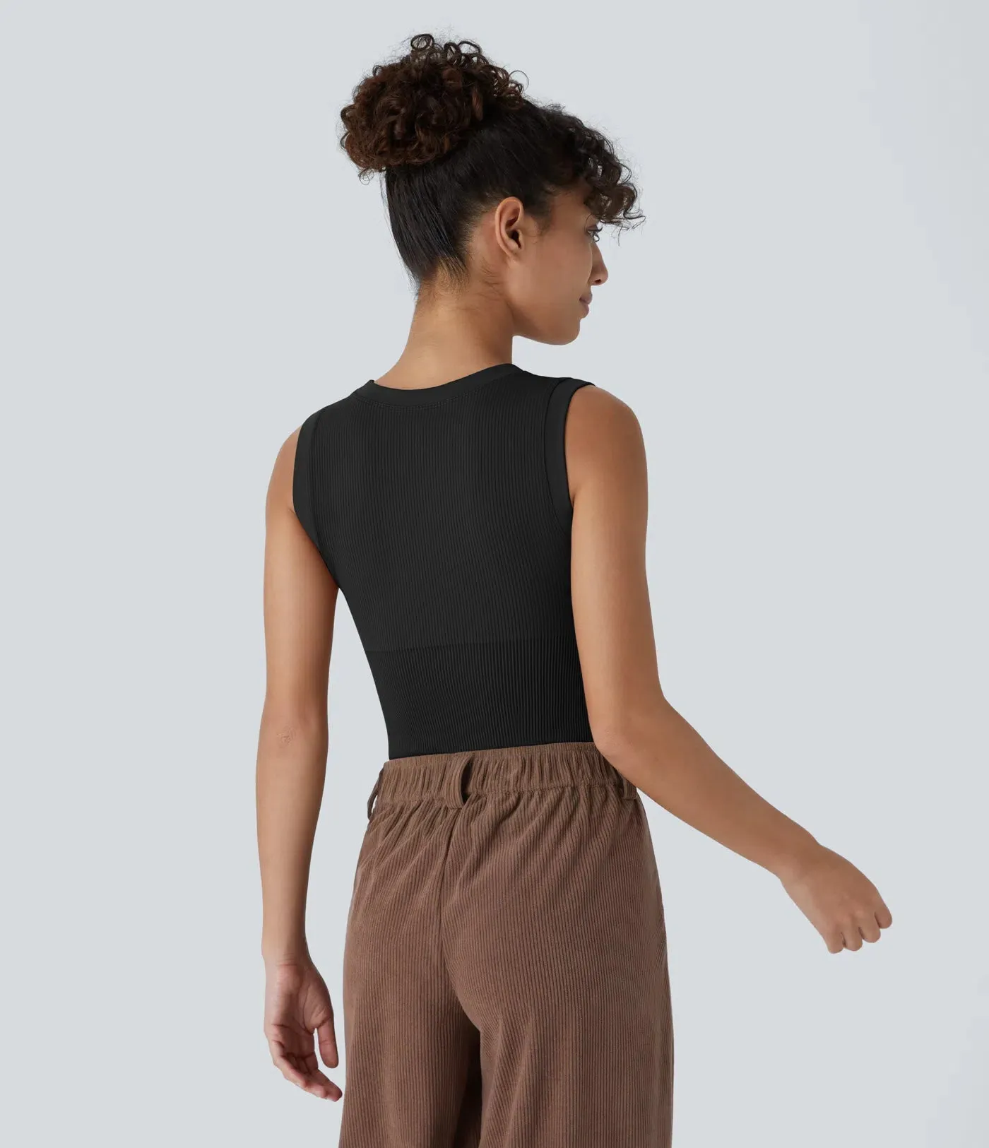 Seamless Flow Snap Button Bodysuit | Round Neck & Sleeveless