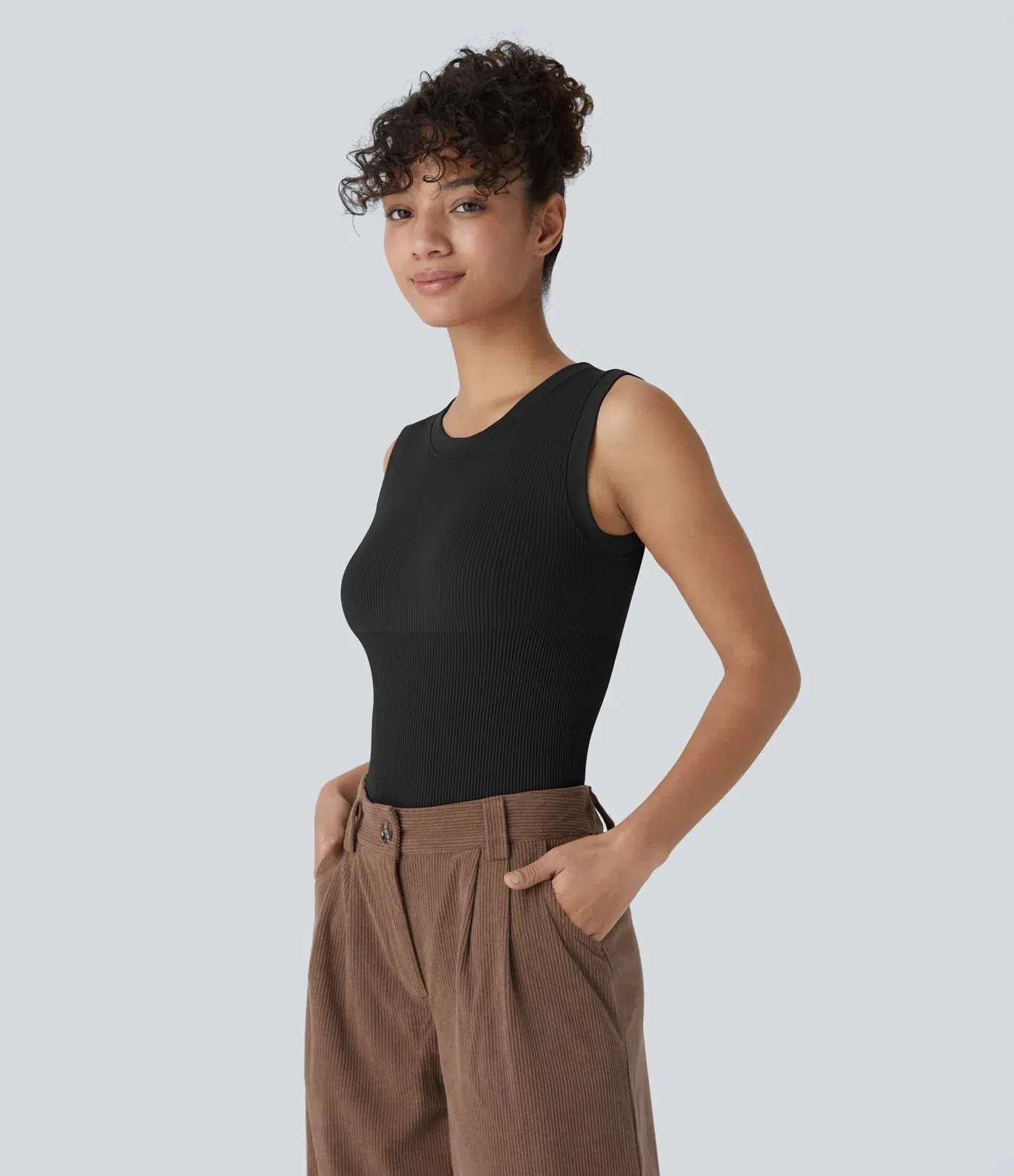 Seamless Flow Snap Button Bodysuit | Round Neck & Sleeveless