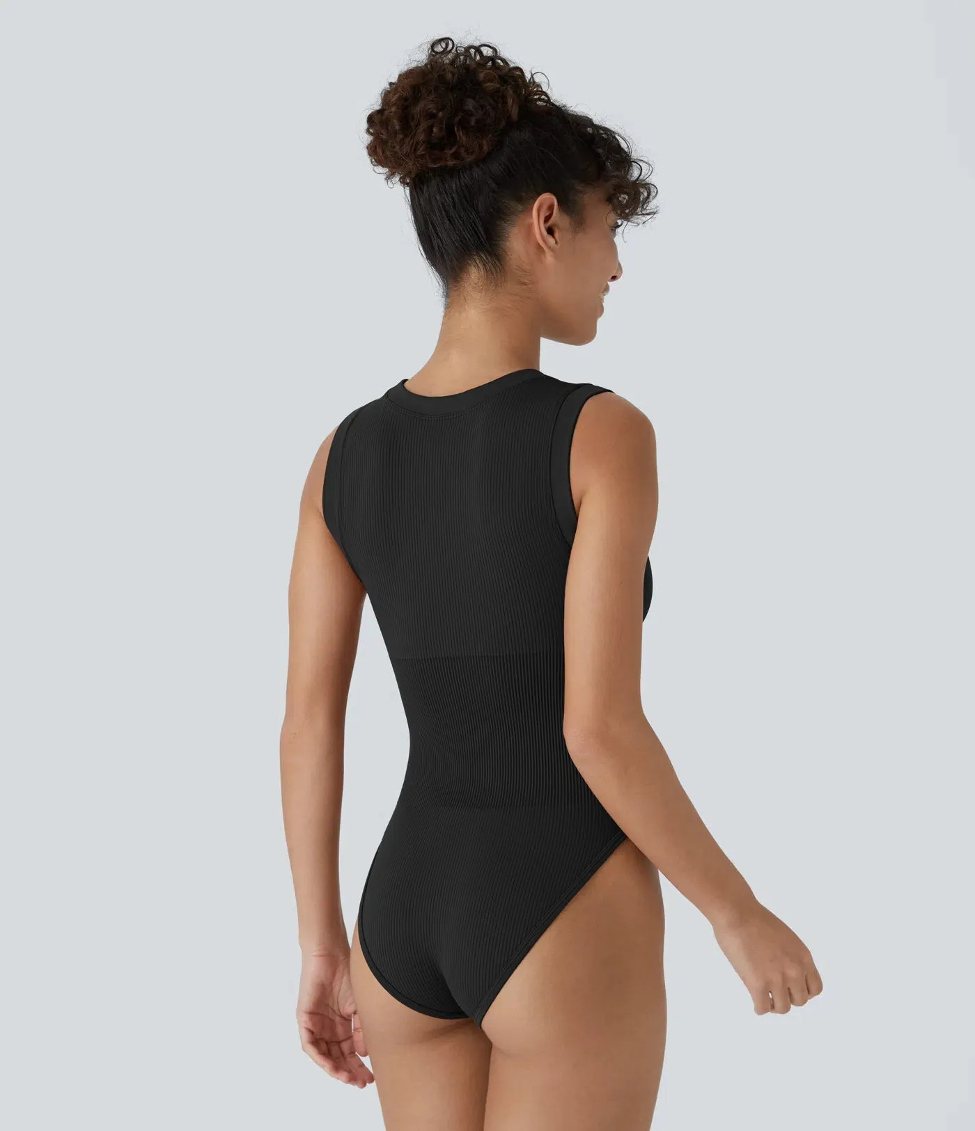 Seamless Flow Snap Button Bodysuit | Round Neck & Sleeveless