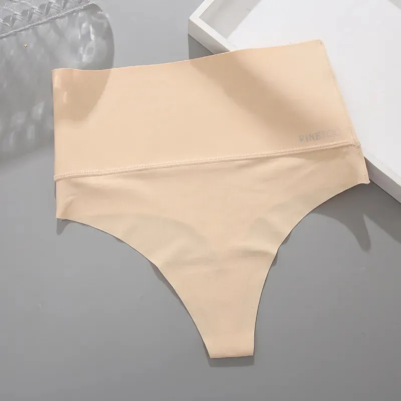 Seamless High Waist Women's Thong Underwear - Body Shaping, Breathable, Plus Size S-XL