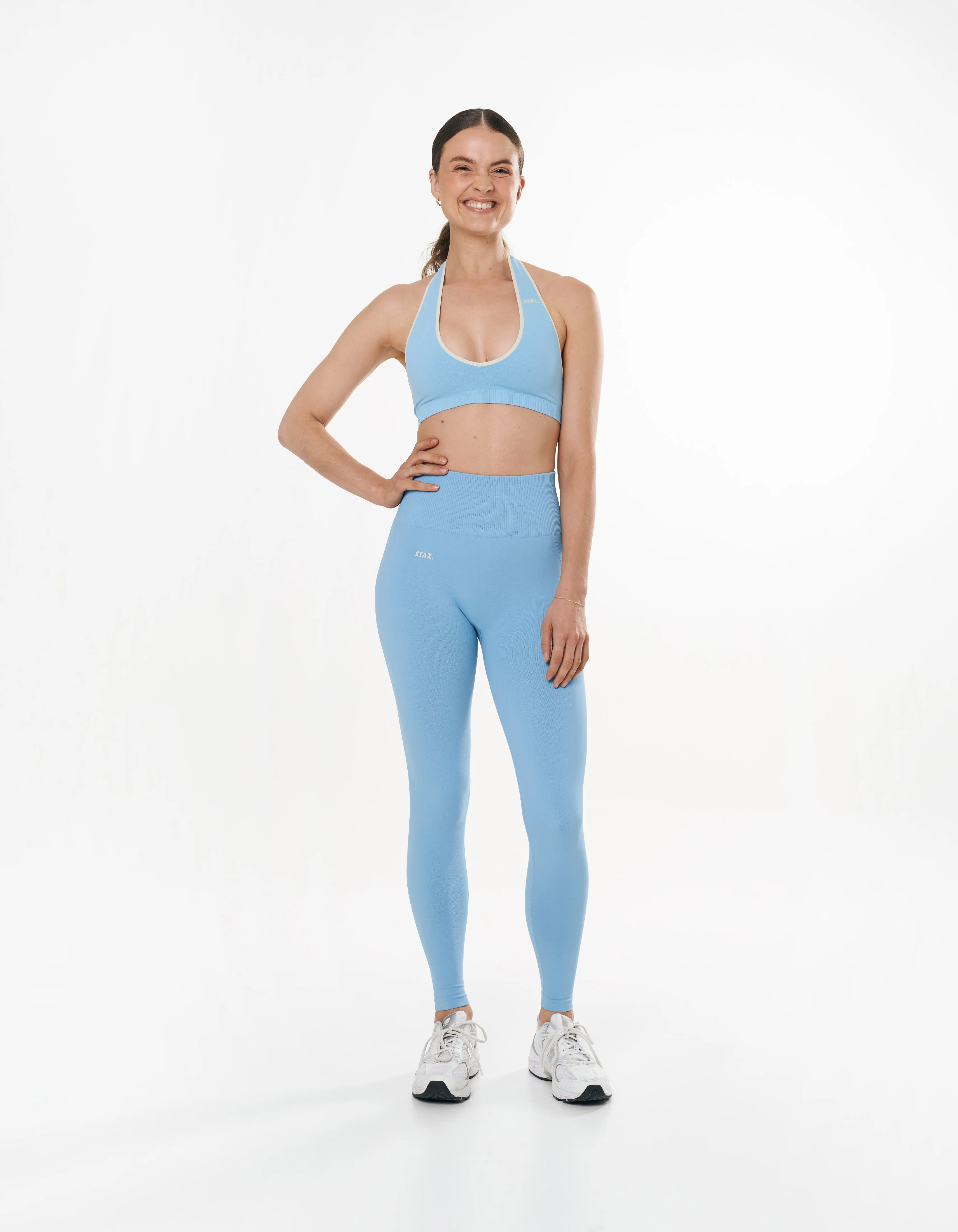 Seamless Kic Full Length Tights - Blue