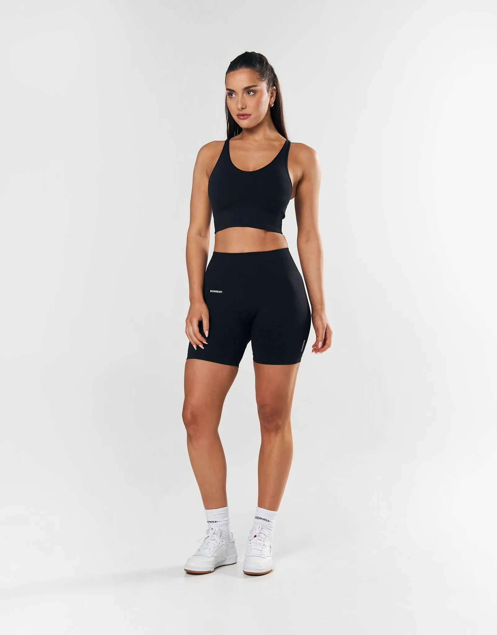 Seamless Midi Biker Shorts - Black