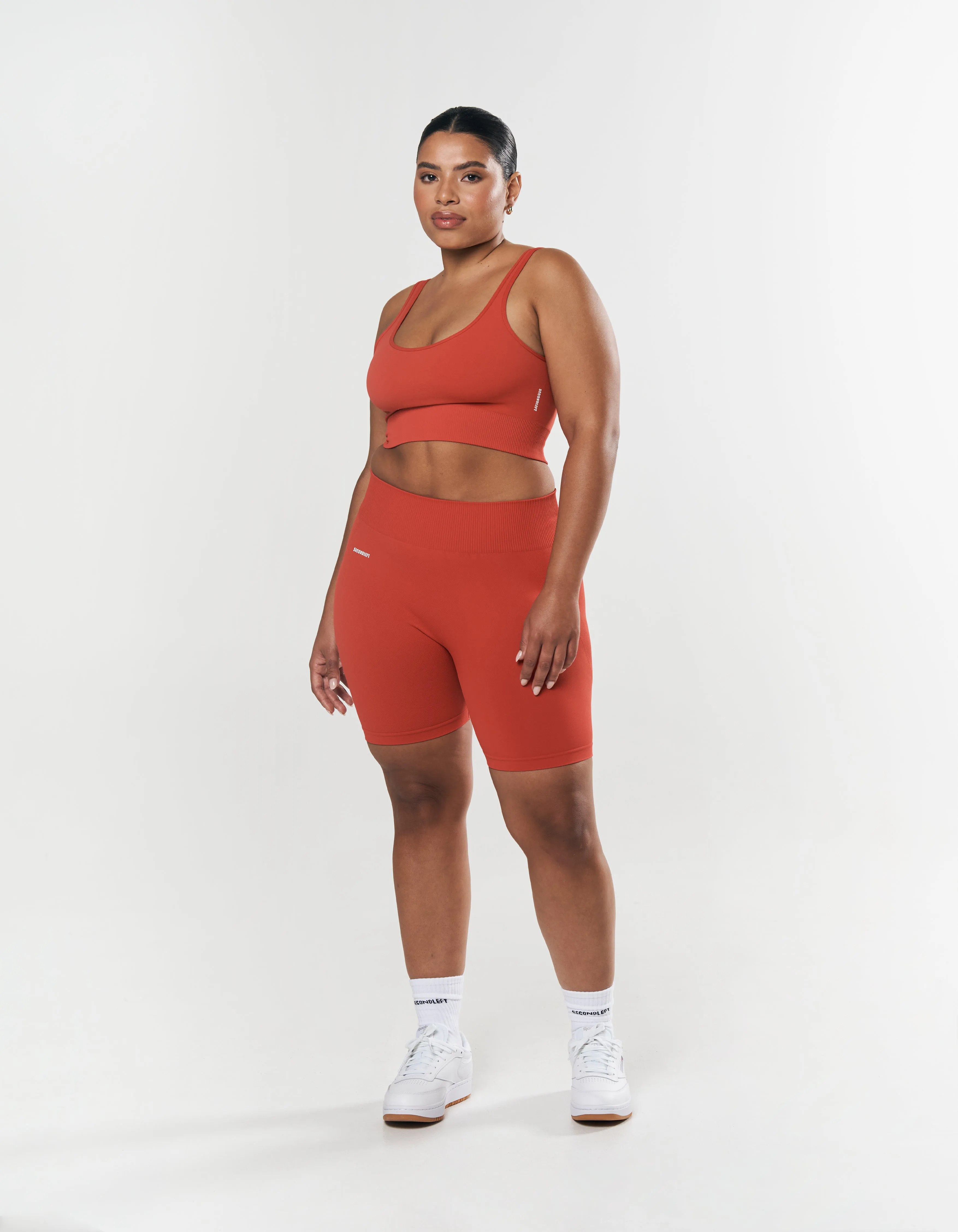 Seamless Midi Biker Shorts - Red
