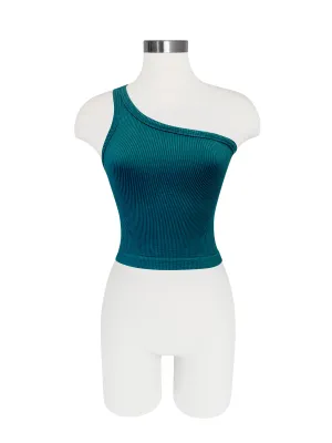 Seamless One Shoulder Tank - Teal