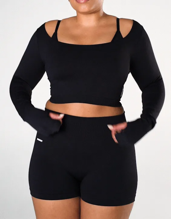 Seamless Scoop Long Sleeve - Black