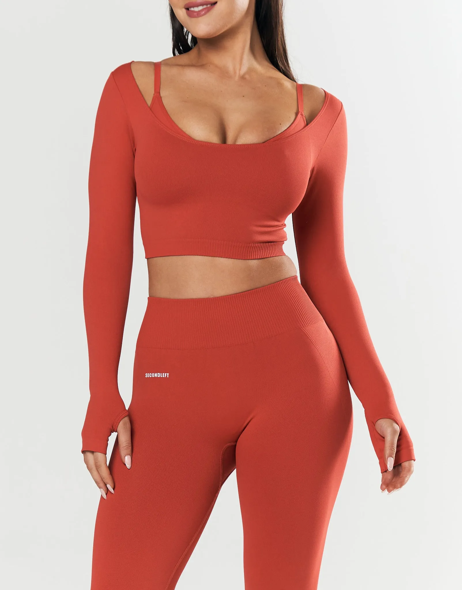 Seamless Scoop Long Sleeve - Red