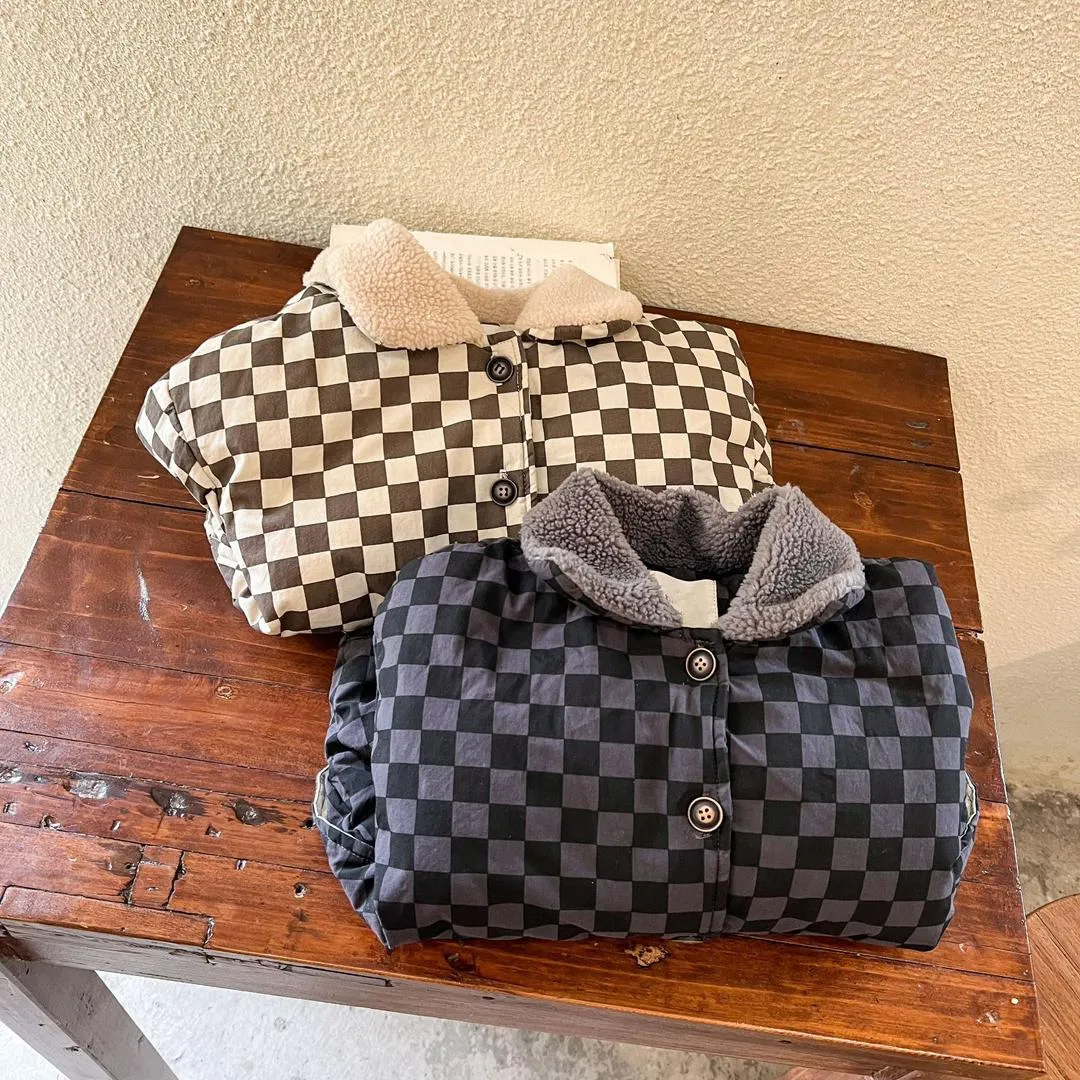 Sebie Checkerboard Collar Coat (Cocoa)