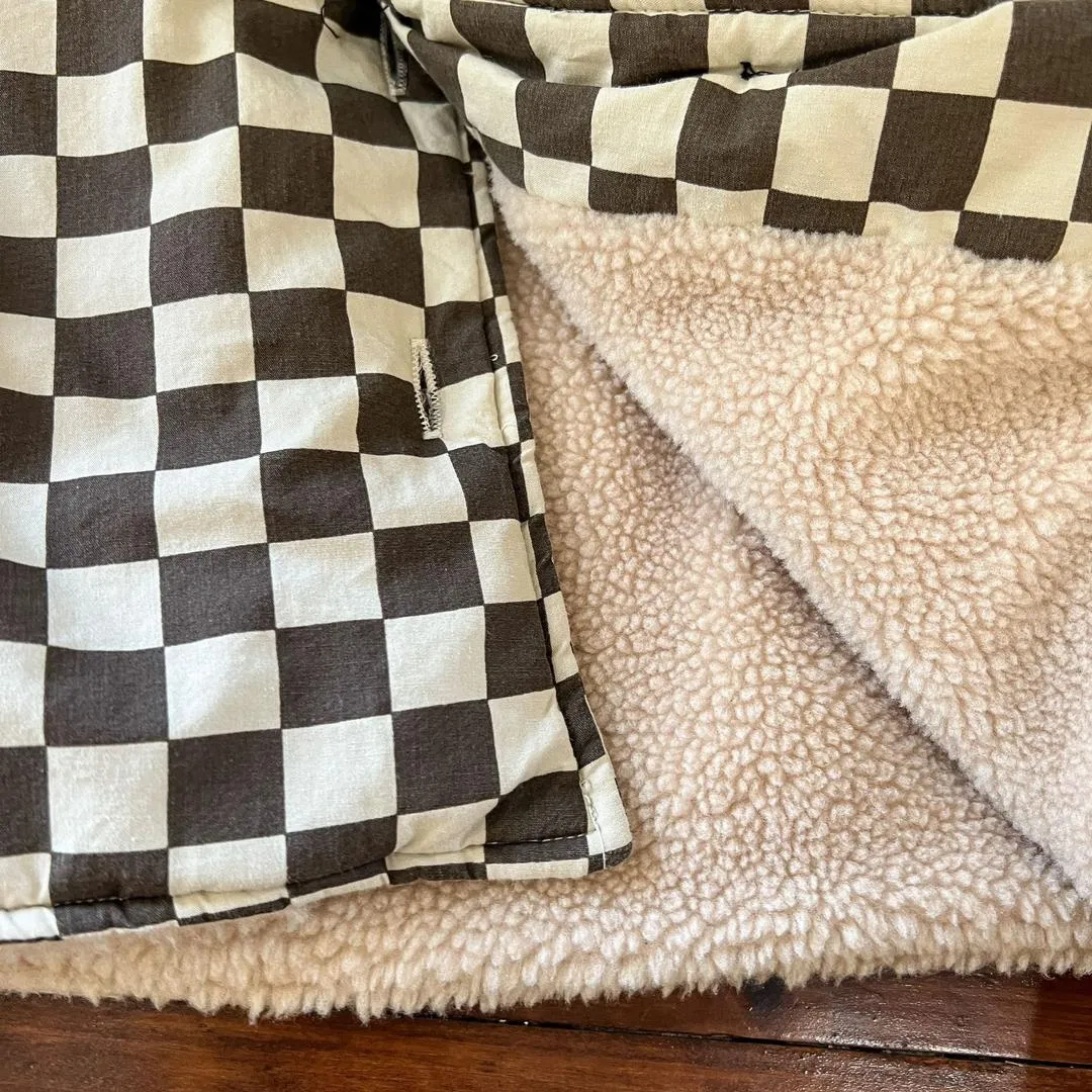 Sebie Checkerboard Collar Coat (Cocoa)