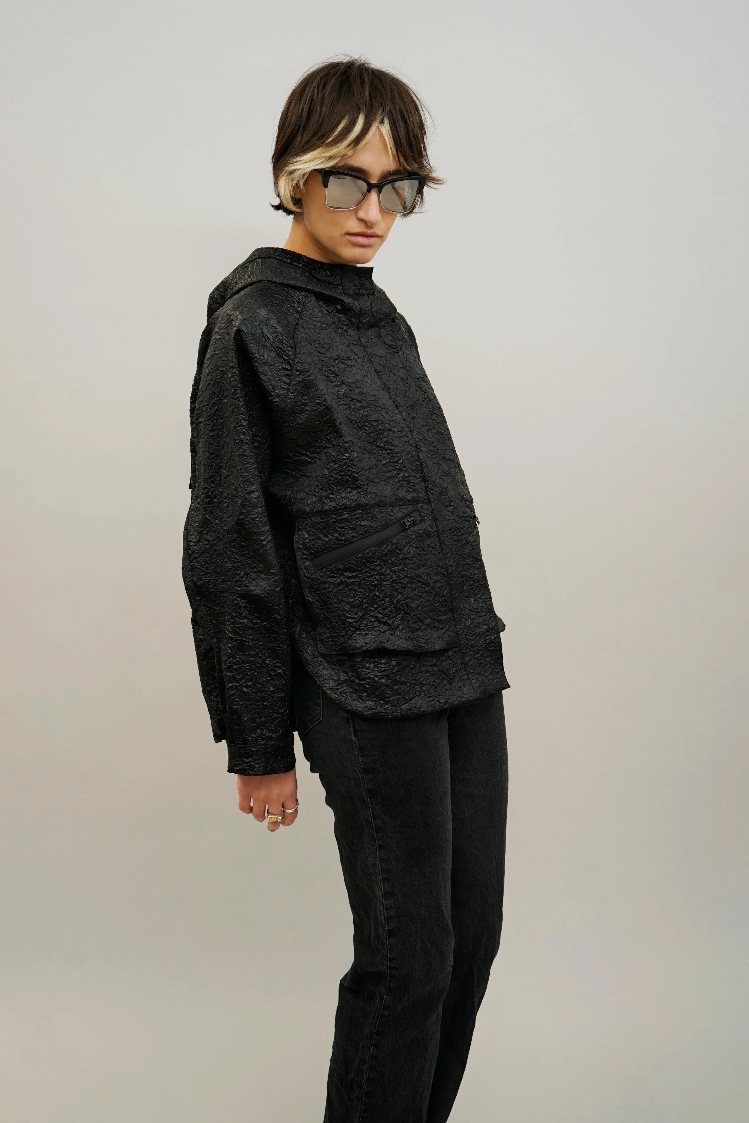 Seth Crinkle Hooded Textured Jacket