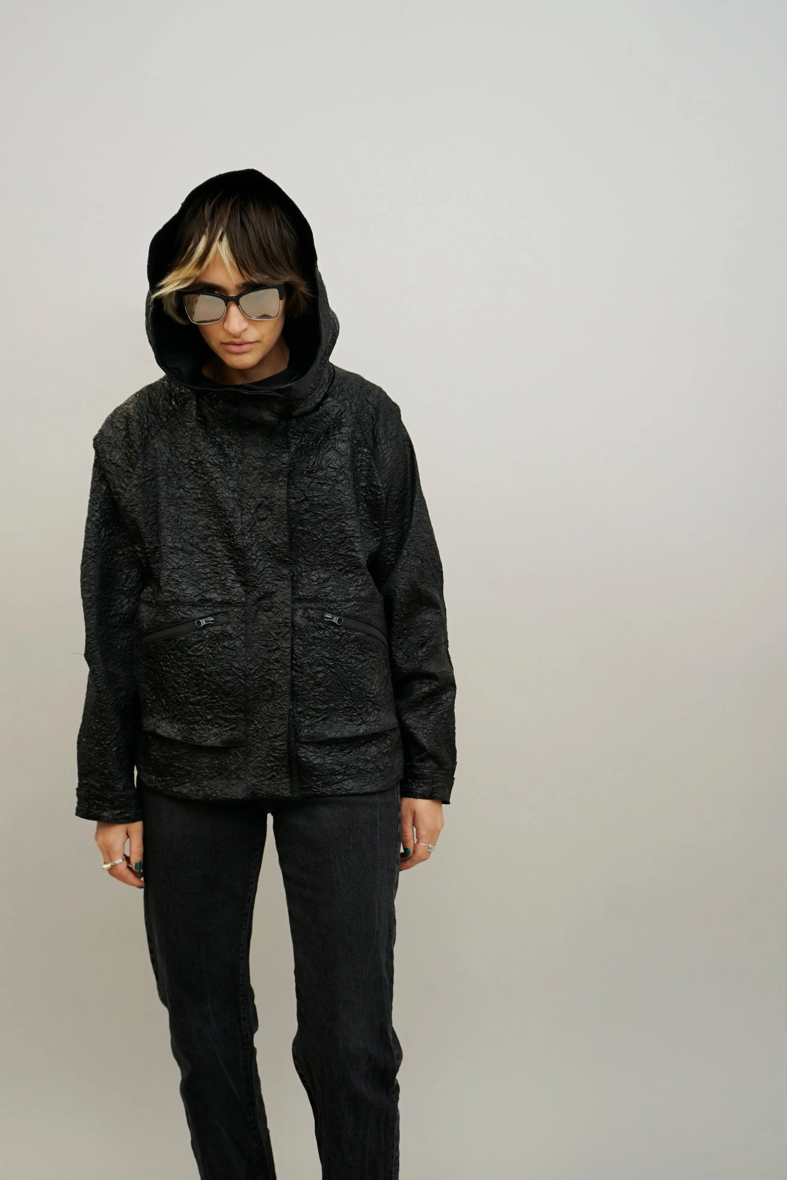 Seth Crinkle Hooded Textured Jacket