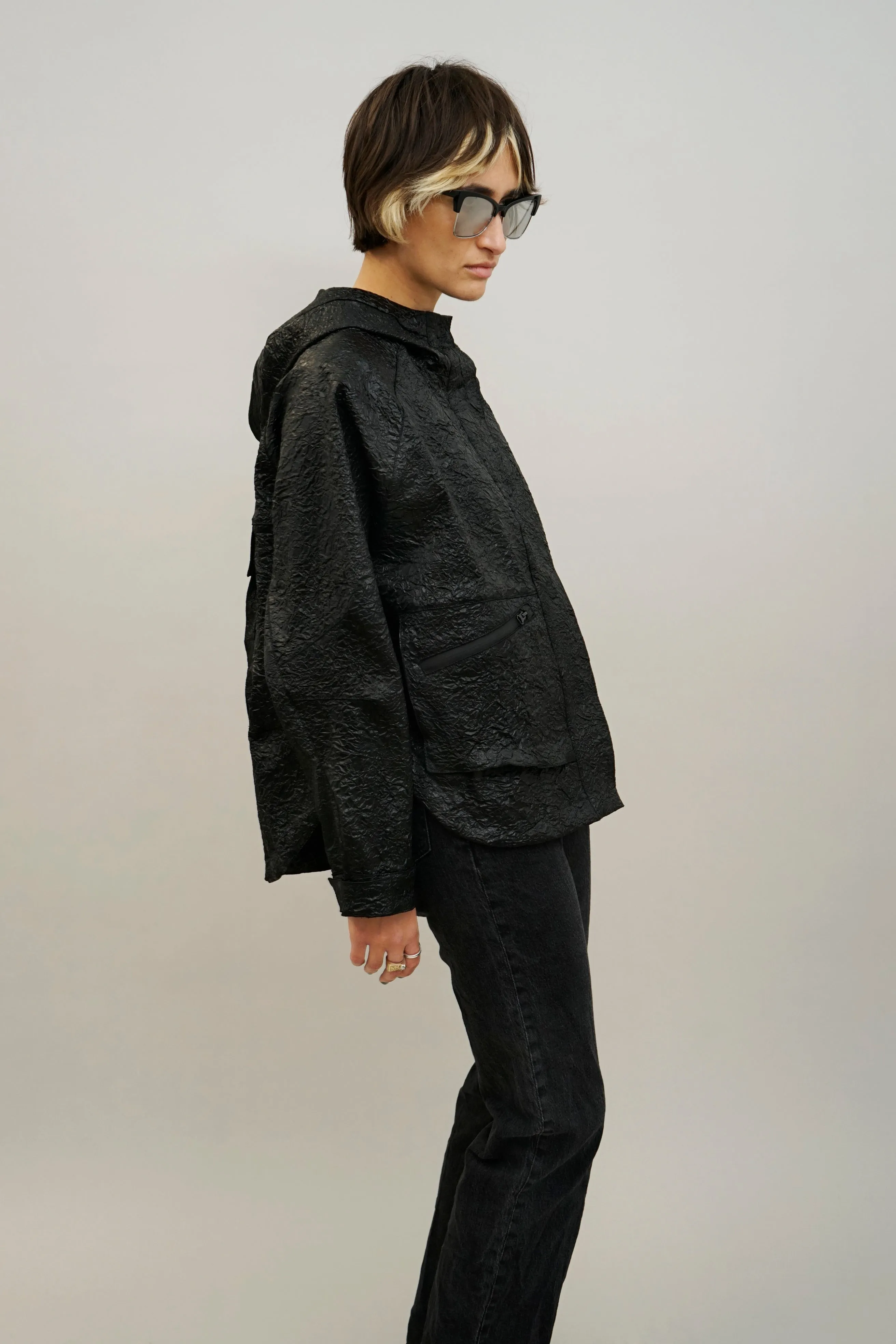 Seth Crinkle Hooded Textured Jacket