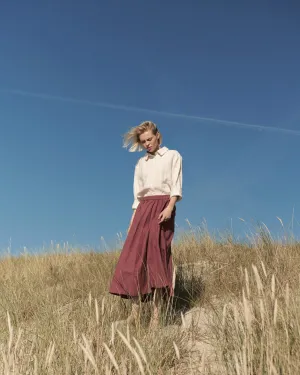 Shaina - Linen Skirt in Maroon