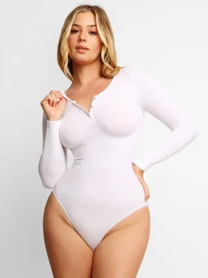 Shapewear Seamless Modal Long Sleeve Henley Bodysuit