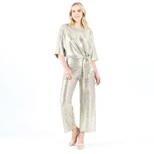 Shimmer Foil Lamé - Loose Leg Ankle Pant - Champagne - Limited Sizes SM & LG Only!