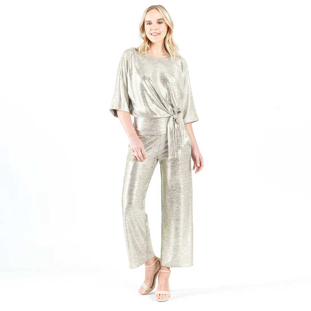 Shimmer Foil Lamé - Loose Leg Ankle Pant - Champagne - Limited Sizes SM & LG Only!