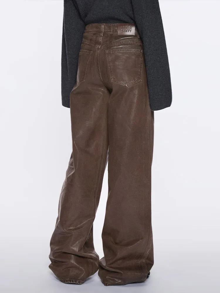 Shiny Straight Leg Jeans