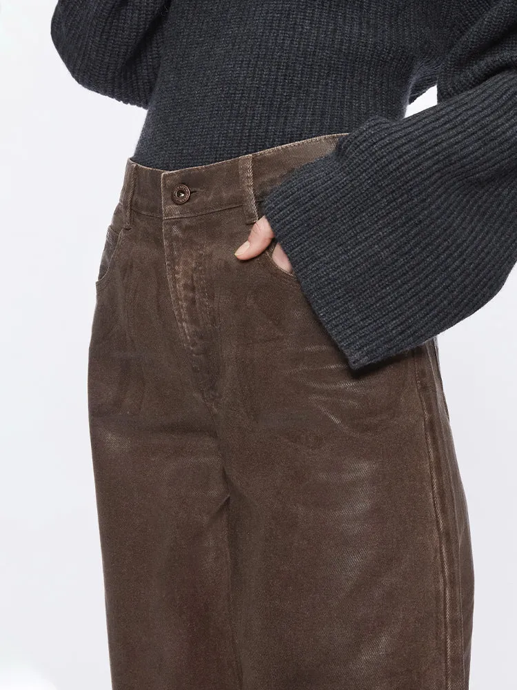 Shiny Straight Leg Jeans