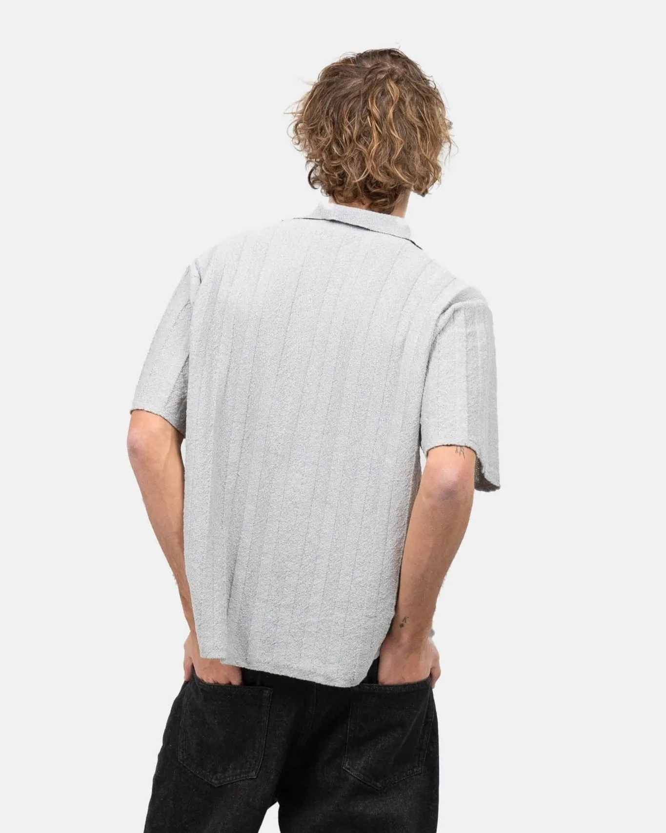 Short Sleeve Textured Shirt Gray