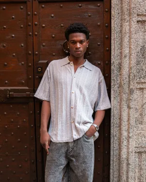 Short Sleeve Textured Shirt Gray